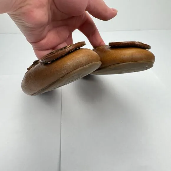 Tory Burch Minnie Travel Brown Soft Leather Lightweight Ballet Flats Shoes Sz 7M