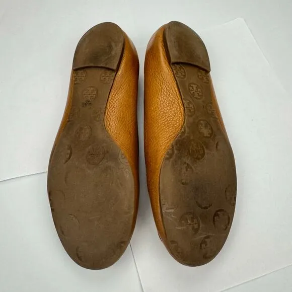 Tory Burch Minnie Travel Brown Soft Leather Lightweight Ballet Flats Shoes Sz 7M