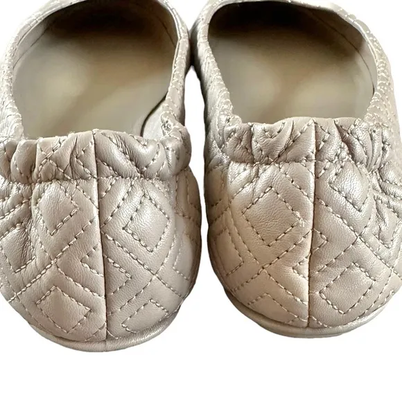 Tory Burch Minnie Travel Dust Storm Gold Quilted Ballet Flats  Gold 8.5 NWOT NEW