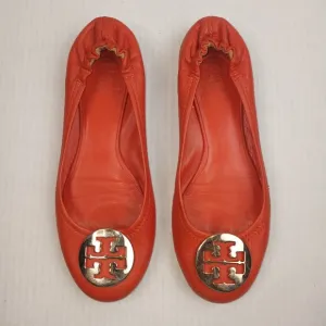 Tory Burch Minnie Travel Orange Ballet Flats