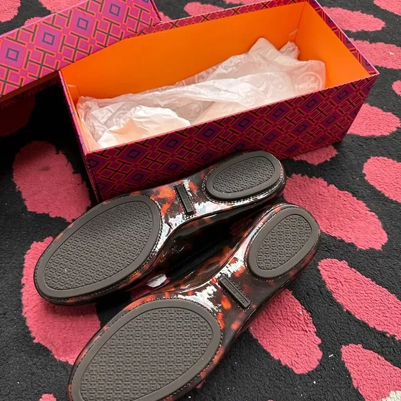Tory Burch Minnie Travel Tortoise Print Ballet Flats