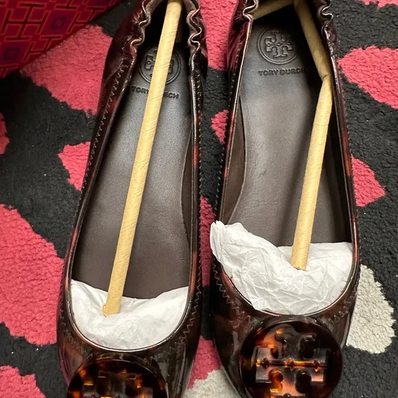 Tory Burch Minnie Travel Tortoise Print Ballet Flats