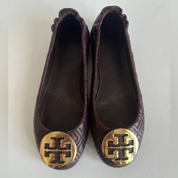 Tory Burch Quilted Minnie Nappa Leather Travel Ballet Flats size 6