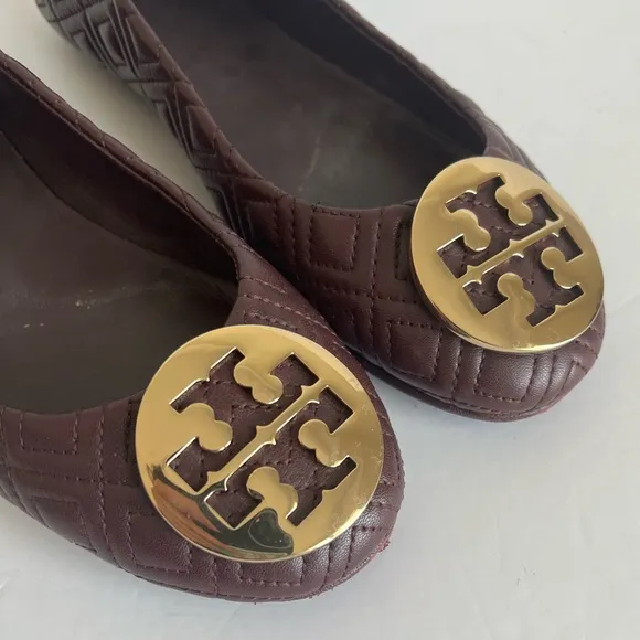 Tory Burch Quilted Minnie Nappa Leather Travel Ballet Flats size 6
