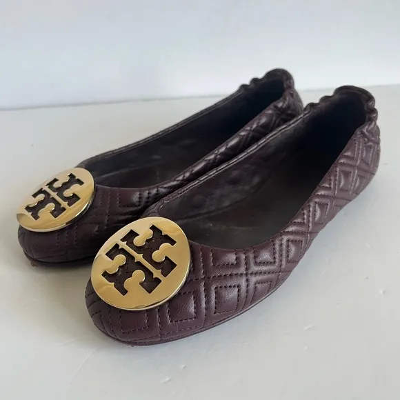 Tory Burch Quilted Minnie Nappa Leather Travel Ballet Flats size 6