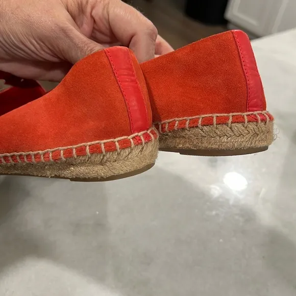 Tory Burch Sidney Orange Suede/Leather Espadrilles