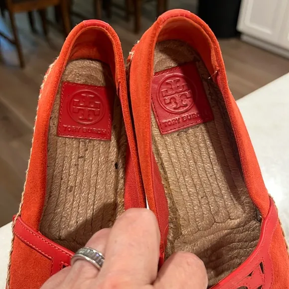 Tory Burch Sidney Orange Suede/Leather Espadrilles