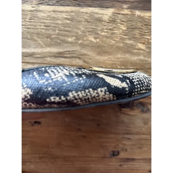 Tory Burch Snakeskin Roccia gold logo ballet pumps classic Designer SoHo EUC S11