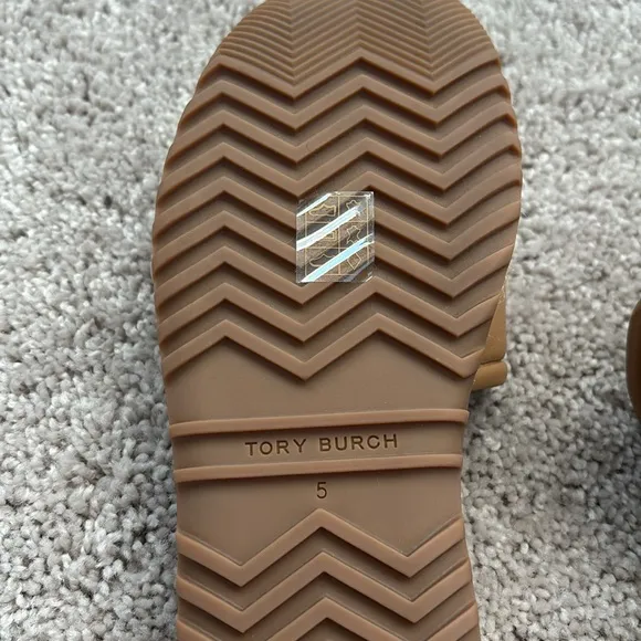 Tory Burch T Logo  Espadrille Slide Sandals FlatPlatform Leather