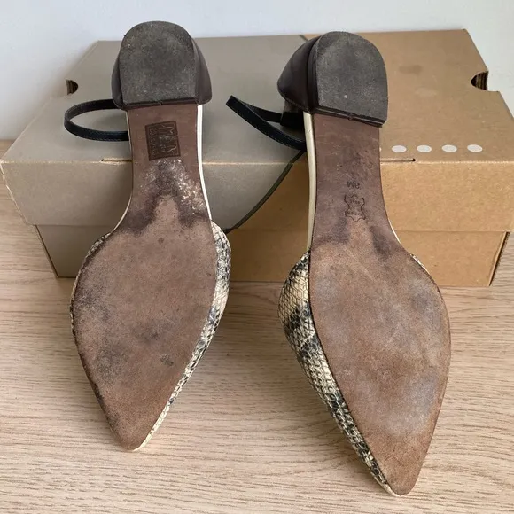 Tory Burch V-Cut Ankle Strap Python Flats Women Shoes - SZ 8