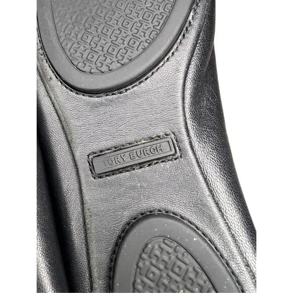 Tory Burch Women’s 7.5 Minnie Travel Ballet Flats Black Comfort Slip On Shoes