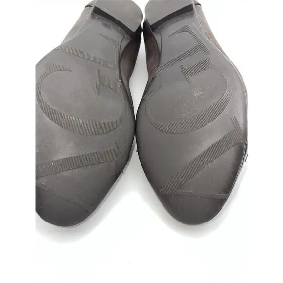 Tory Burch Women's‎ Black Cap Toe Brown Leather Ballet Flats Shoes US Size 7.5