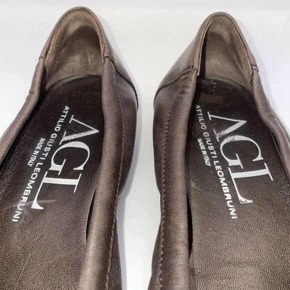 Tory Burch Women's‎ Black Cap Toe Brown Leather Ballet Flats Shoes US Size 7.5