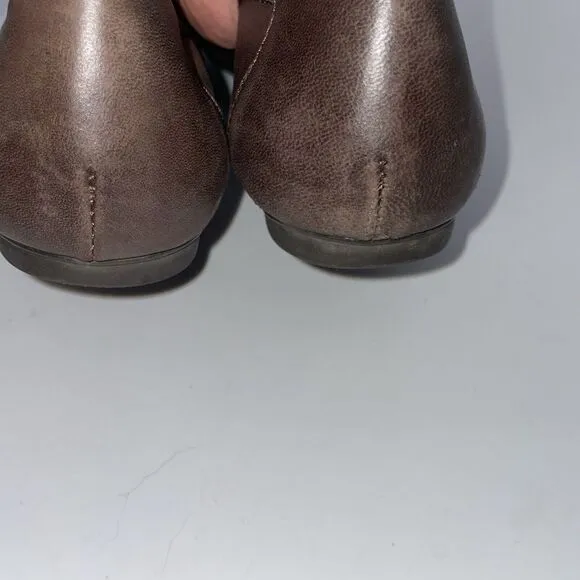 Tory Burch Women's‎ Black Cap Toe Brown Leather Ballet Flats Shoes US Size 7.5