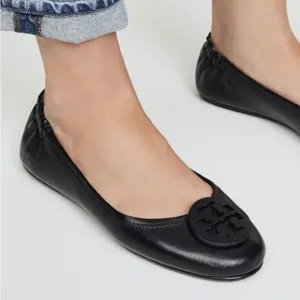 Tory Burch Women’s Leather Minnie Travel Ballet Flats Size 7