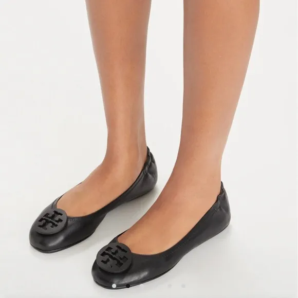 Tory Burch Women’s Leather Minnie Travel Ballet Flats Size 7