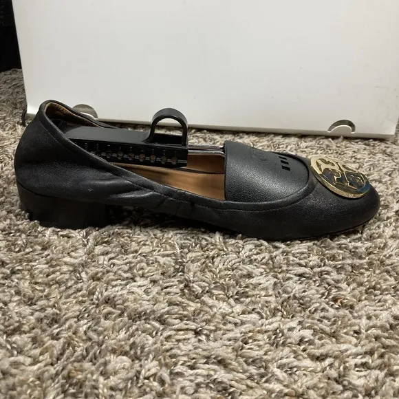 Tory Burch Womens Minnie Travel Black Ballet Flats 10 Medium BHFO 6809