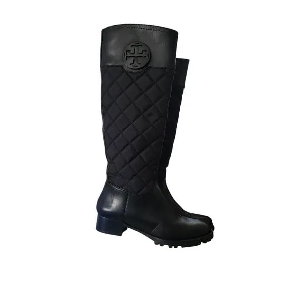 Tory Burch | Womens rowan quilted black riding boots LIKE NEW