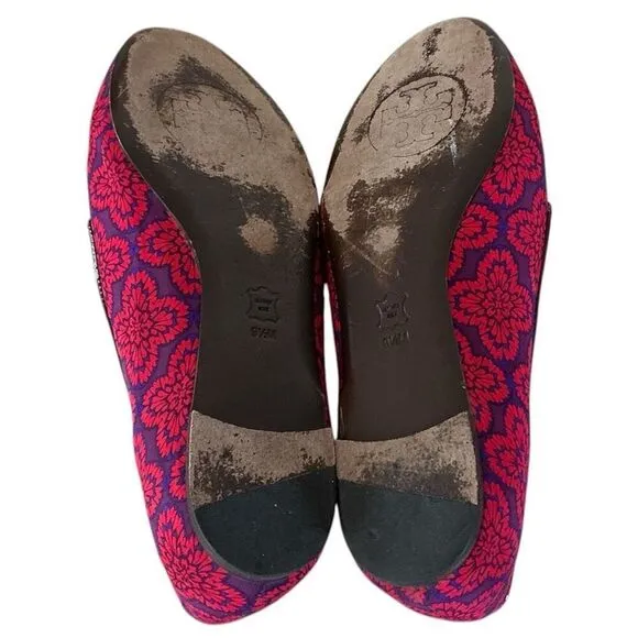 Tory Burch Red &amp; Purple Loafers MI Brazil EUC 9.5