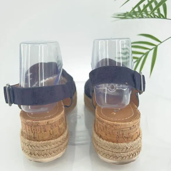 Trask Randi Sandals Women's Size 8 Blue Leather Suede Espadrilles Slingback