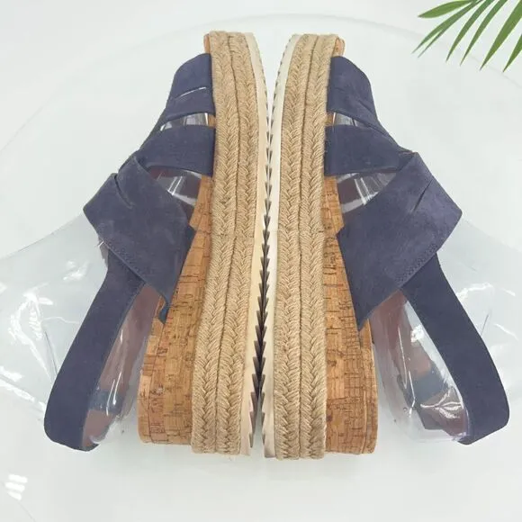 Trask Randi Sandals Women's Size 8 Blue Leather Suede Espadrilles Slingback