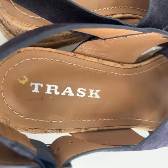 Trask Randi Sandals Women's Size 8 Blue Leather Suede Espadrilles Slingback