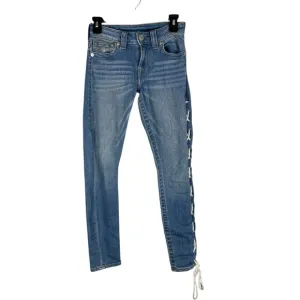 True Religion Jennie Curvy Skinny Jeans Lace-Up Sides Size 25