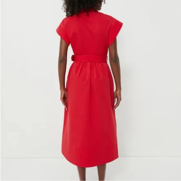 TUCKERNUCK Chloe Dress Red Pockets Short Sleeve Button Front Sz M NEW