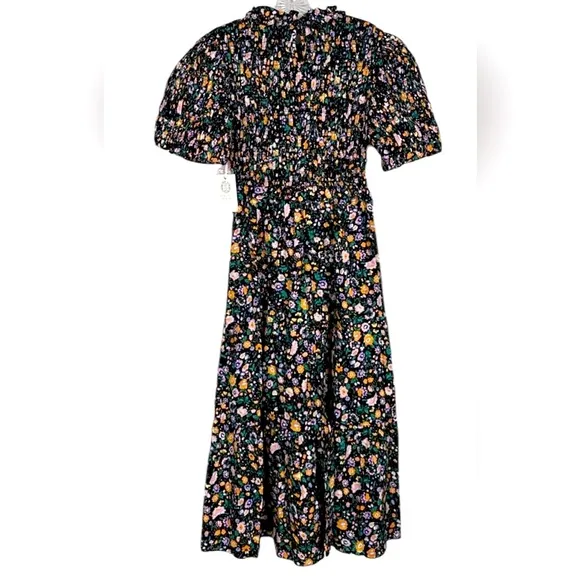 Tuckernuck Hyacinth House Black Multi Floral Smocked Samantha Midi Dress