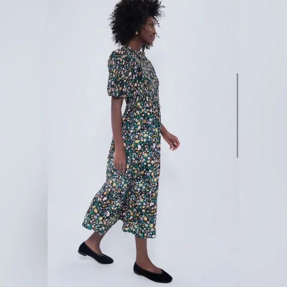 Tuckernuck Hyacinth House Black Multi Floral Smocked Samantha Midi Dress