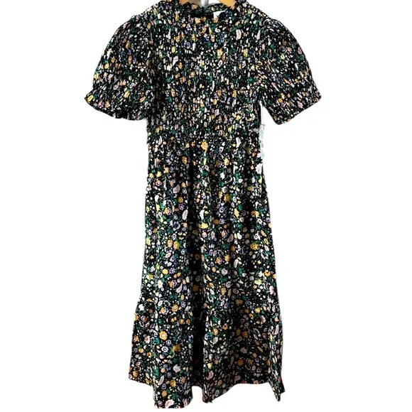 Tuckernuck Hyacinth House Black Multi Floral Smocked Samantha Midi Dress