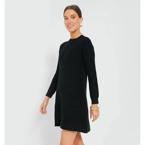 Tuckernuck Pomander Place Black Ainsley Dress Retro Mod Chunky Knit Size XL EUC