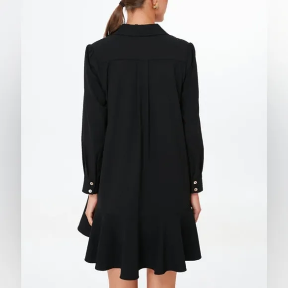 Tuckernuck Women's Black Callahan Shirt Dress Button Ruffle Hem Swing Sz XXXL
