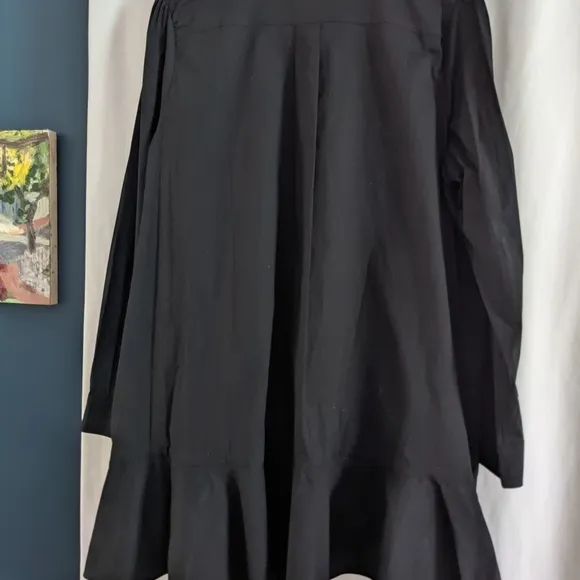 Tuckernuck Women's Black Callahan Shirt Dress Button Ruffle Hem Swing Sz XXXL