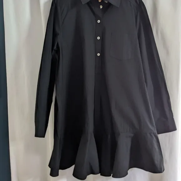 Tuckernuck Women's Black Callahan Shirt Dress Button Ruffle Hem Swing Sz XXXL