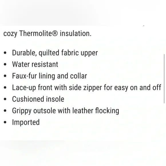 Tundra Perth Water resistant Thermolite insulation, zip up faux fur snow boots 4
