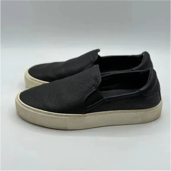 UGG Alameda Black Leather Slip On Sneakers Size 8