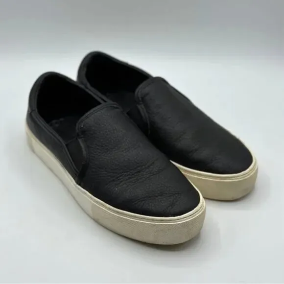 UGG Alameda Black Leather Slip On Sneakers Size 8