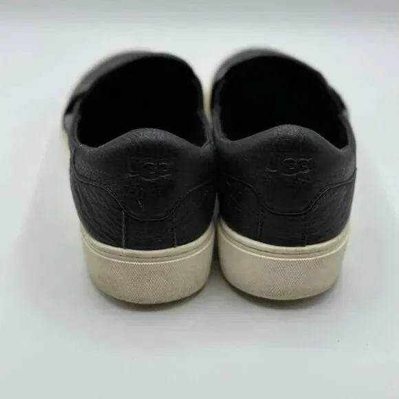 UGG Alameda Black Leather Slip On Sneakers Size 8