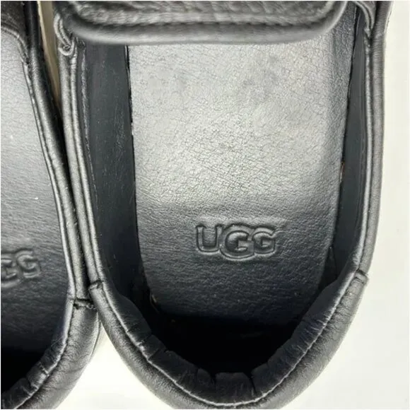 UGG Alameda Black Leather Slip On Sneakers Size 8