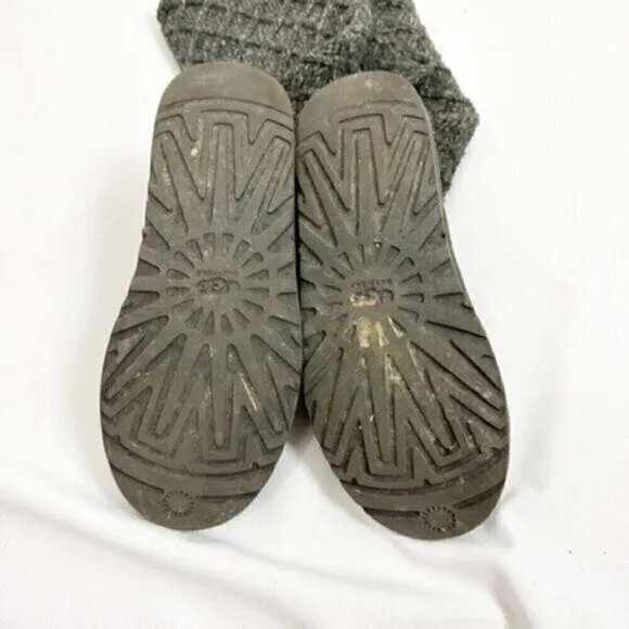 UGG Australia Classic Sweater‎ Knit Lattice Wool Cardy Boots Gray Size 7