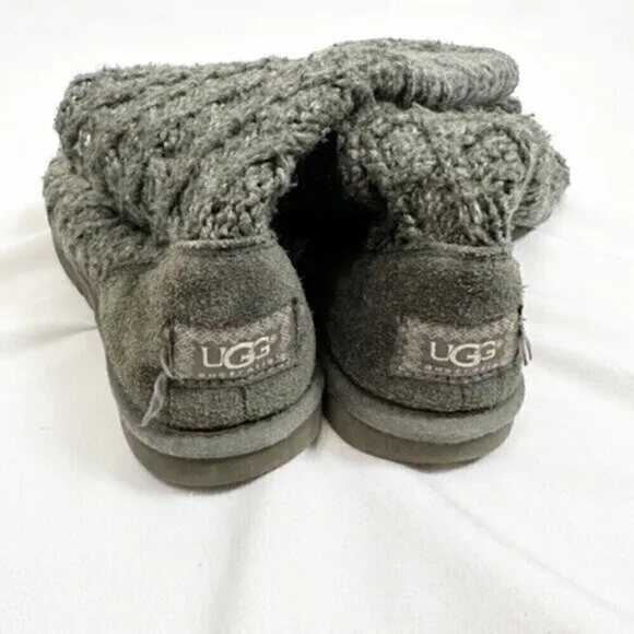 UGG Australia Classic Sweater‎ Knit Lattice Wool Cardy Boots Gray Size 7