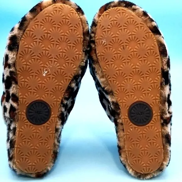 UGG Australia Leopard Print Fluff Yeah Slides - Size 8