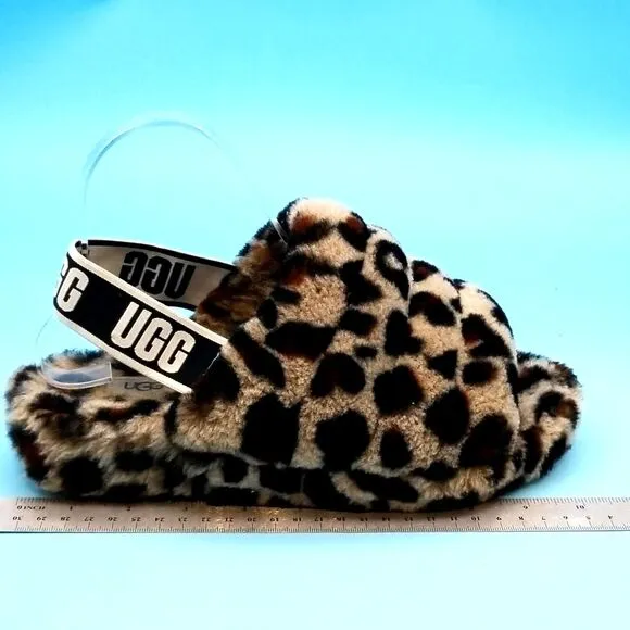 UGG Australia Leopard Print Fluff Yeah Slides - Size 8