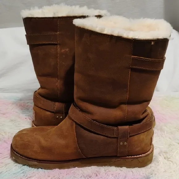 UGG Australia Noira Brown Winter Boots W Sheepskin Lining Sz.10 Worn Once #47