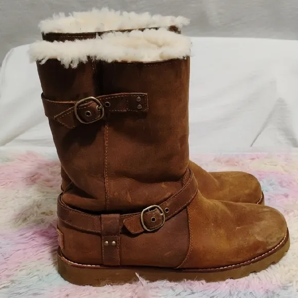 UGG Australia Noira Brown Winter Boots W Sheepskin Lining Sz.10 Worn Once #47