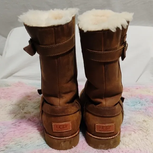 UGG Australia Noira Brown Winter Boots W Sheepskin Lining Sz.10 Worn Once #47