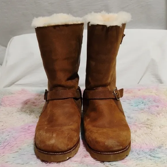 UGG Australia Noira Brown Winter Boots W Sheepskin Lining Sz.10 Worn Once #47