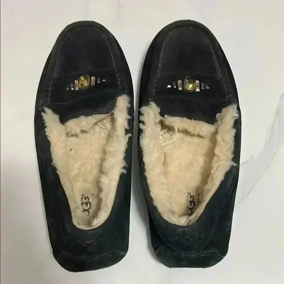 UGG Black Shearling Lined Loafers