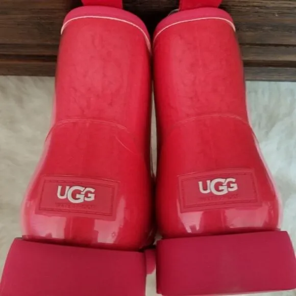 UGG Classic Clear Mini Women's Waterproof Shearling Boots Hibiscus Pink Size 6